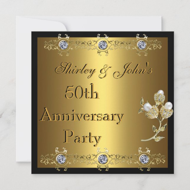 Invitación 50 aniversario Boda Fiesta Oro (Anverso)
