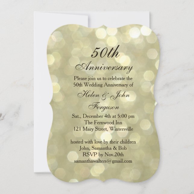 Invitación 50° aniversario Boda Invitan a las burbujas de cha (Anverso)