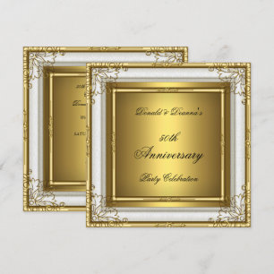 Invitación 50° Aniversario Boda Oro Blanco Elegante