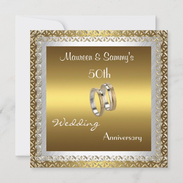 Invitación 50 Aniversario Boda Oro Elegante (Anverso)