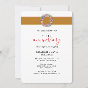 Invitación 50° aniversario boda Oro único