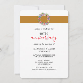 Invitación 50° aniversario boda Oro único