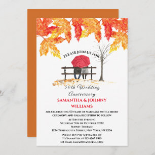 Invitación 50° aniversario Boda otoño Naranja sale