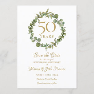 Invitación 50° aniversario Boda salva la fecha de Garland 