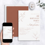 Invitación 50 Aniversario botánico de la escritura moderna de<br><div class="desc">¡No es tu típica celebración de 50 años! Haga una impresión a sus huéspedes con esta moderna invitación botánica de 50 años de estilo Naranja Terracotta Burnt. El impresionante arte de la línea es a la vez delicado e intrincado, la combinación perfecta de elegante y elegante que hará que su...</div>