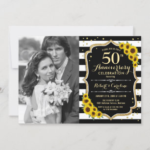 Invitación 50° aniversario con foto - girasoles
