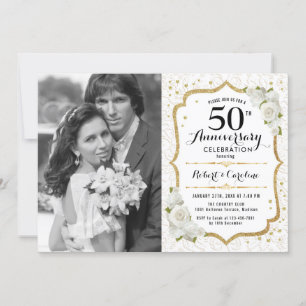 Invitación 50° aniversario con foto - Oro Blanco