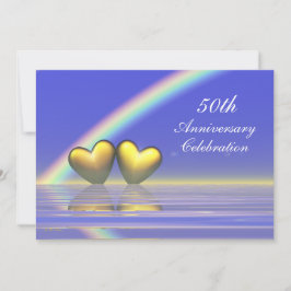 Invitación 50 Aniversario Corazones Dorados