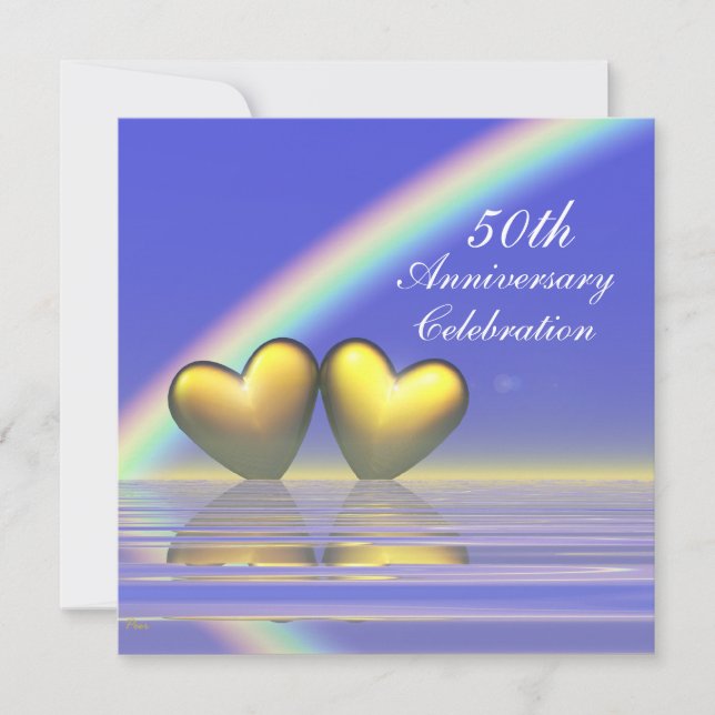 Invitación 50 Aniversario Corazones Dorados (Anverso)