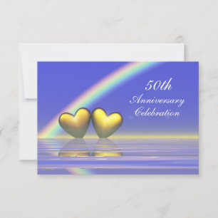 Invitación 50 Aniversario Corazones Dorados