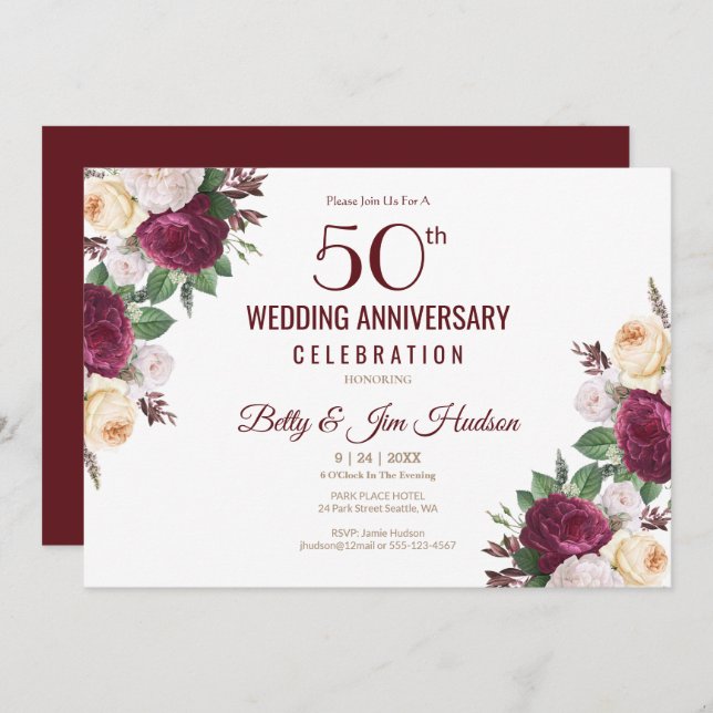Invitación 50 Aniversario de Boda (Anverso / Reverso)