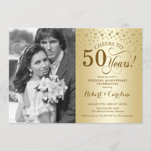 Invitación 50 Aniversario de Boda con Foto - Oro