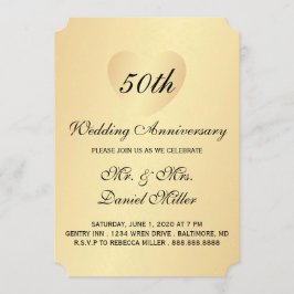 Invitación 50 Aniversario de Boda Corazón de Oro