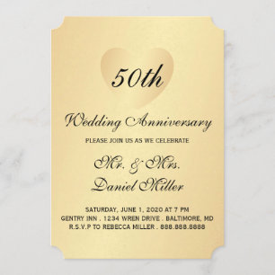 Invitación 50 Aniversario de Boda Corazón de Oro