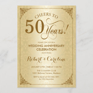Invitación 50 Aniversario de Boda - Damasco Dorado