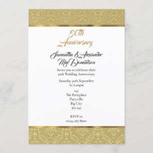 Invitación 50° aniversario de boda de damasco de oro