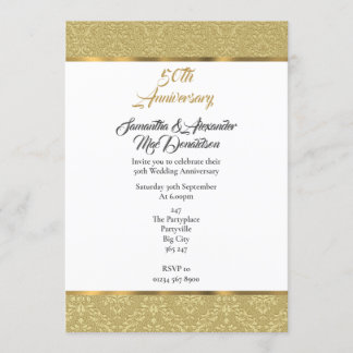 Invitación 50° aniversario de boda de damasco de oro