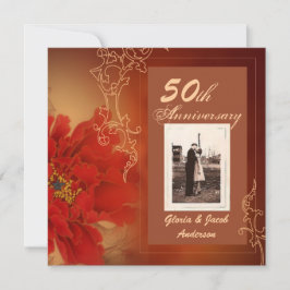 Invitación 50° aniversario de Boda de Red Peony Chinese