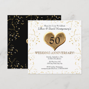 Invitación 50 Aniversario de Boda, Dorado, Nombres de Parejas