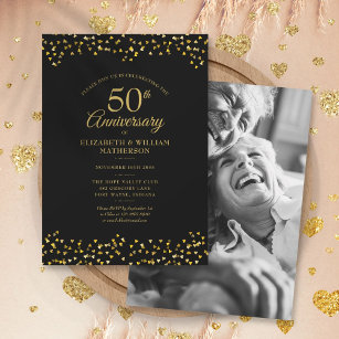 Invitación 50° aniversario de Boda foto de corazones de oro n