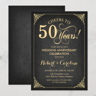 Invitación 50 Aniversario de Boda - Tiza Dorada