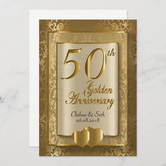 Invitación 50 Aniversario de Bodas de Oro | Texto de Manualid (Anverso / Reverso)