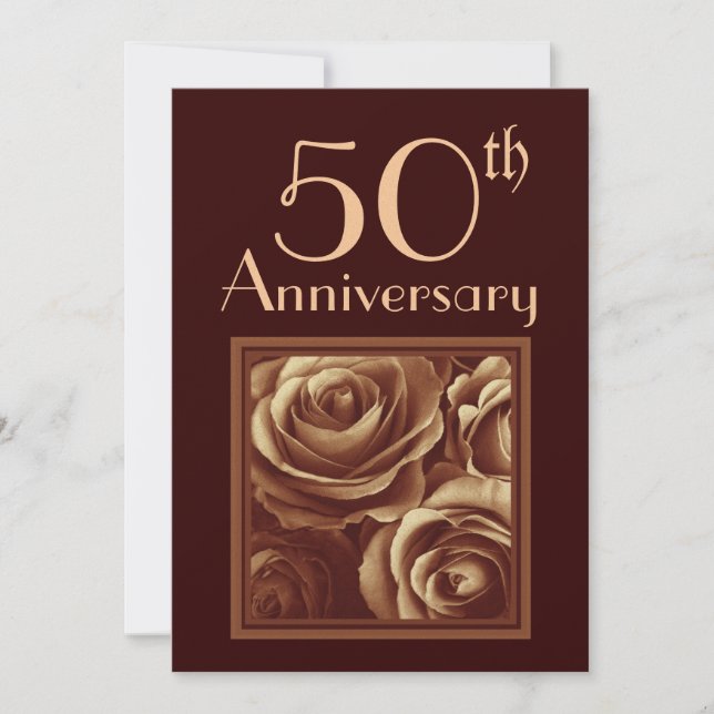 Invitación 50 Aniversario de Bodas Rosas de ORO (Anverso)