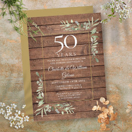 Invitación 50 Aniversario de Bodas Vegetación Rústica Madera