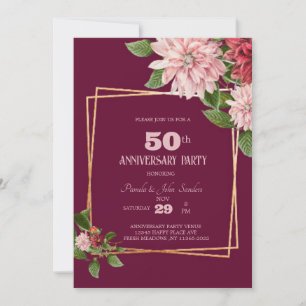 Invitación 50 Aniversario de Borgoña   Cumpleaños   BODA