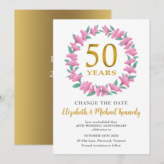 Invitación 50° Aniversario de la fecha del cambio de la flor  (Anverso / Reverso)