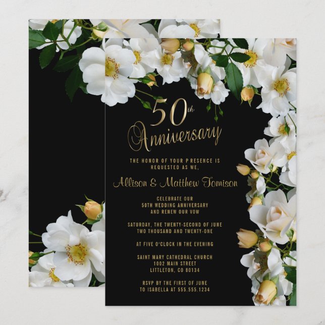 Invitación 50 Aniversario de la Flora Blanca y Negra (Anverso / Reverso)