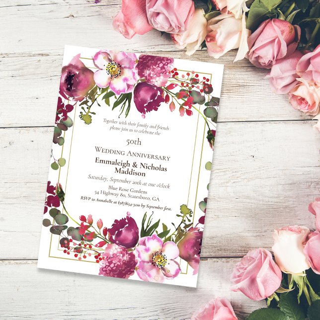 Invitación 50° Aniversario de la Flora Rosa Magenta (Subido por el creador)