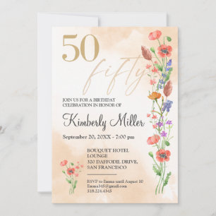 Invitación 50 Aniversario de la Floral - Elegante acuarela Di