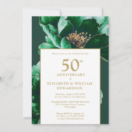 Invitación 50 Aniversario de la Floral Verde Esmeralda y Oro