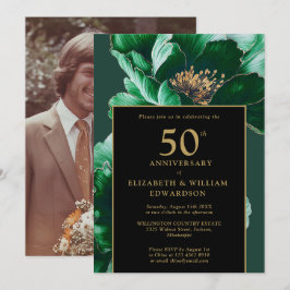 Invitación 50 Aniversario de la Floral Verde Negra Y Oro