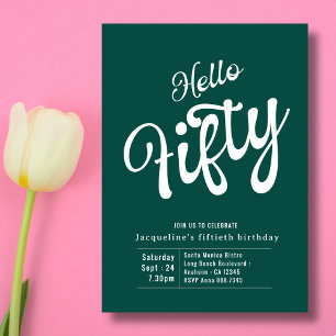 Invitación 50 Aniversario de la Moderna Blanca Verde