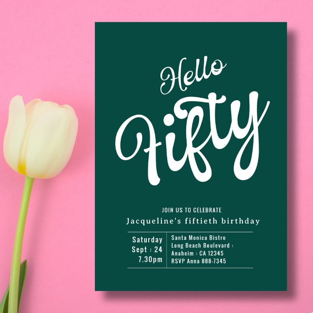Invitación 50 Aniversario de la Moderna Blanca Verde (Subido por el creador)