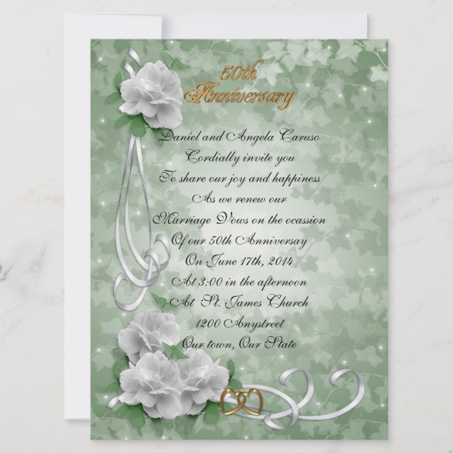 Invitación 50 Aniversario de la renovación de rosas blancas (Anverso)