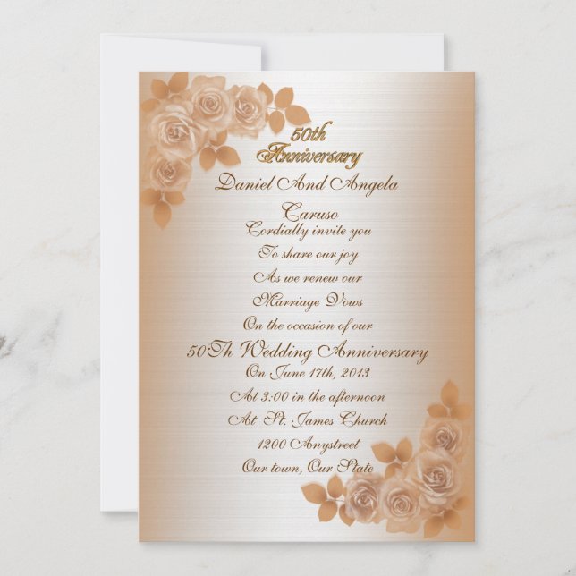 Invitación 50° Aniversario de la renovación del voto Invitaci (Anverso)