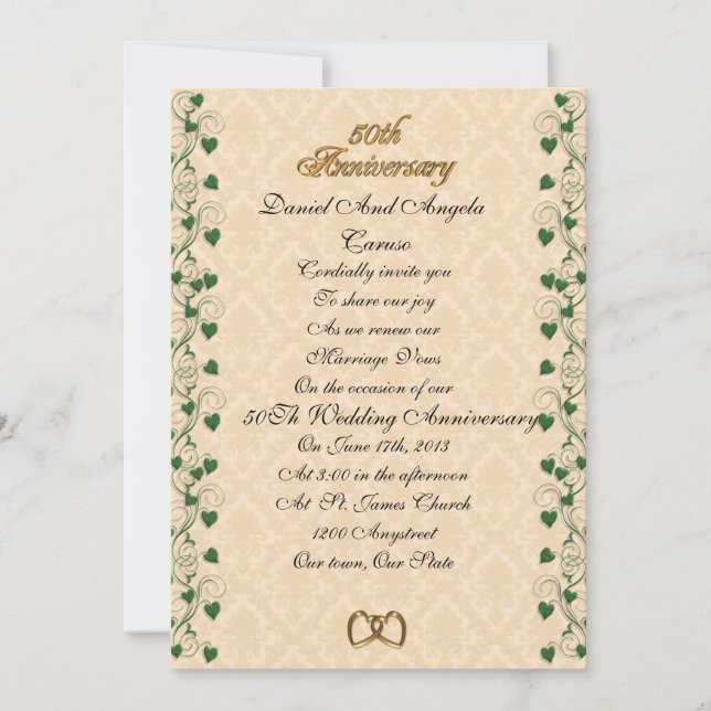Invitación 50° Aniversario de la renovación del voto Invitaci (Anverso)