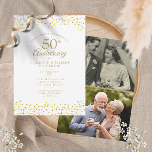 Invitación 50° Aniversario de Oro Corazones de Amor 2 Foto