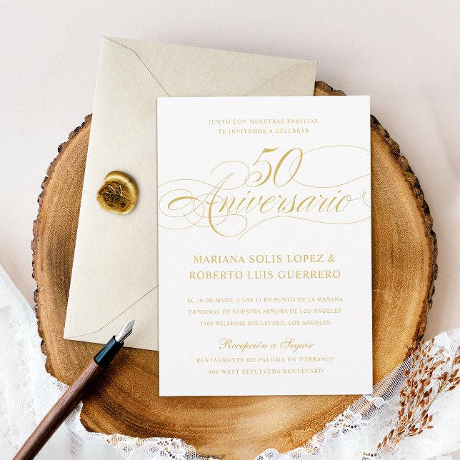 Invitación 50 Aniversario de oro de Bodas en español (Subido por el creador)