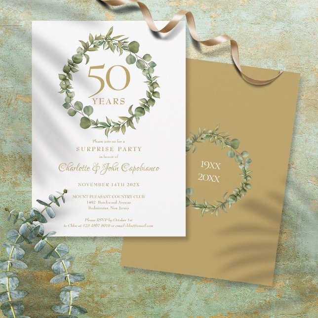 Invitación 50° Aniversario de Oro Sorpresa Fiesta Garland (Subido por el creador)