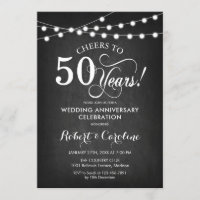 50° Aniversario del Boda - Blanco negro de pizarra
