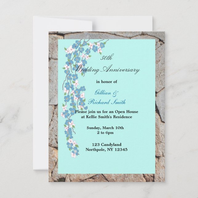 Invitación 50° Aniversario del Boda de Florecimiento (Anverso)