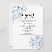 50° aniversario del boda de la Floral Azul de la V