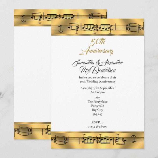 Invitación 50° aniversario del boda de la música de oro (Anverso / Reverso)