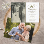 Invitación 50° Aniversario del Boda de Oro 2 Foto<br><div class="desc">Personaliza con tu foto boda favorita en la parte delantera y tus detalles especiales de la celebración del 50 aniversario del boda dorado en la tipografía de oro de moda. En el reverso aparece una segunda foto especial. Diseñado por Thisisnotme©</div>