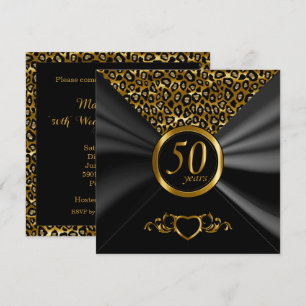 Invitación 50° Aniversario del Boda de Oro  Patrón leopardo