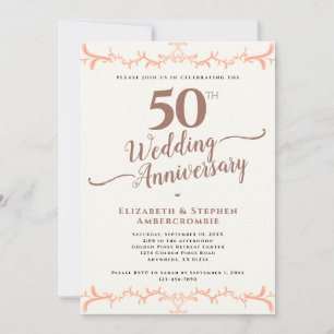 Invitación 50° Aniversario del Boda de Peach Floral